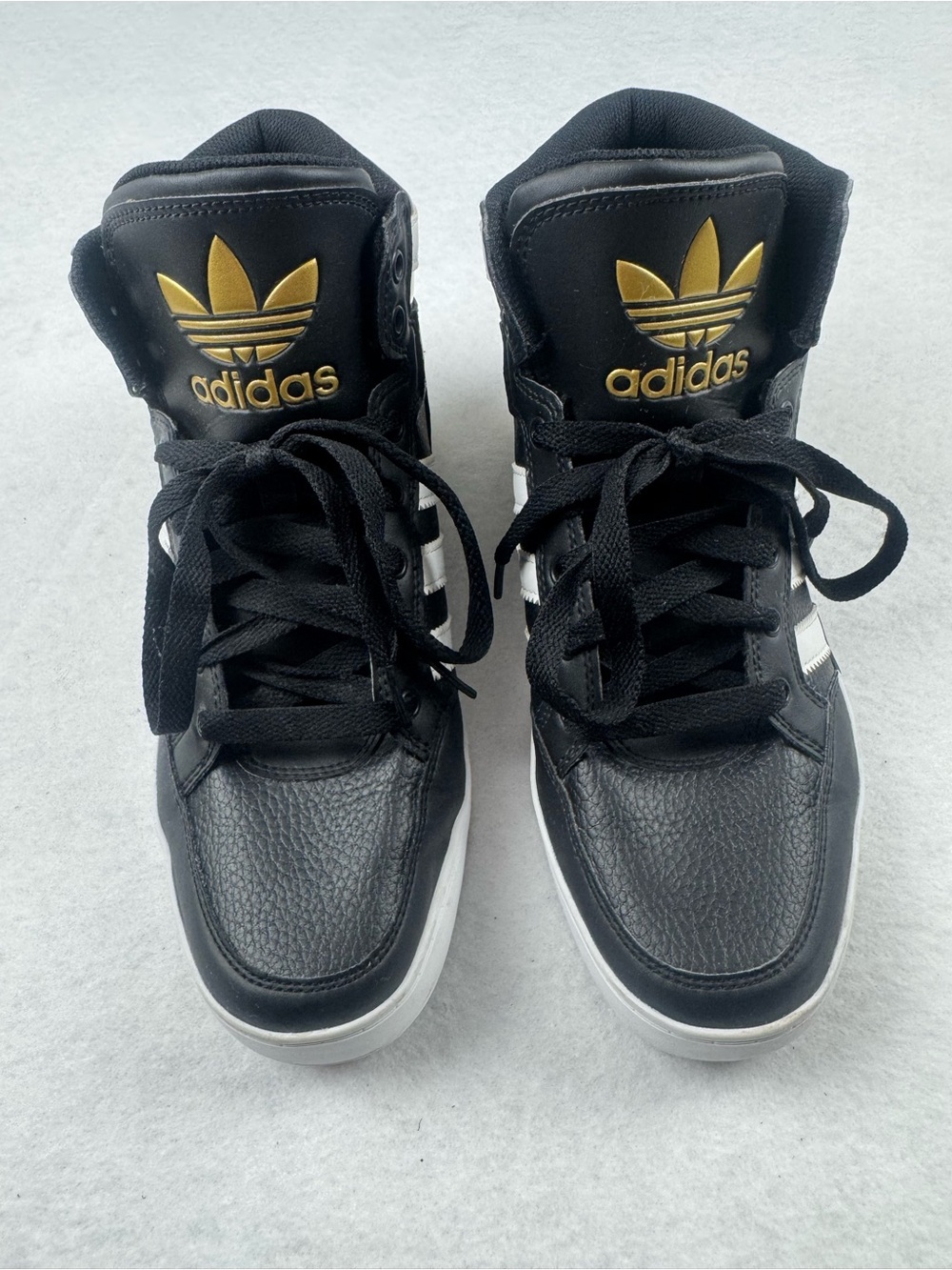 Adidas Originals Black White Gold High Top Sneakers Size 8.5 - Picture 3 of 9